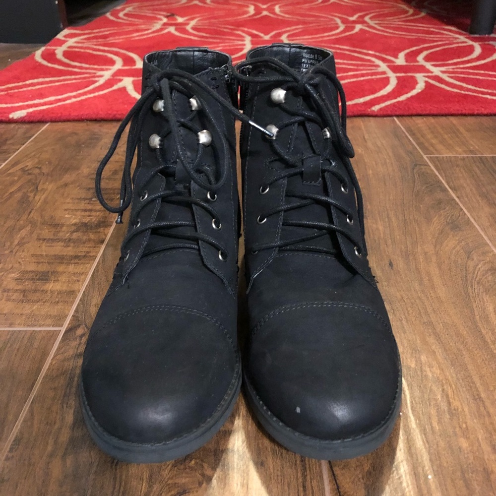 Madden Girl Black Lace-up Ankle Combat Boots
